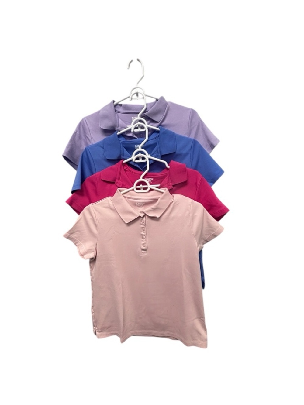 Land’s End W’s S/P Four-Pack Polo Set in Lavender, Blue, Fuscia and Light Pink